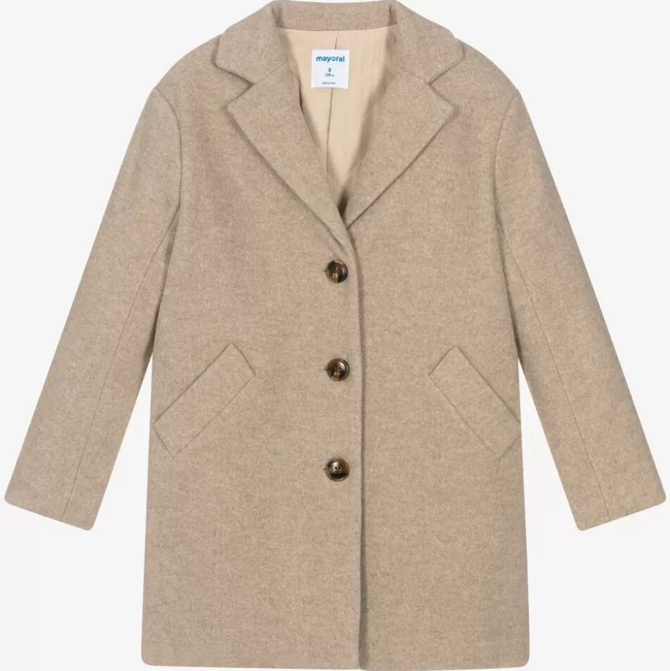 Mayoral Girls Beige Felted Coat^ Coats & Jackets
