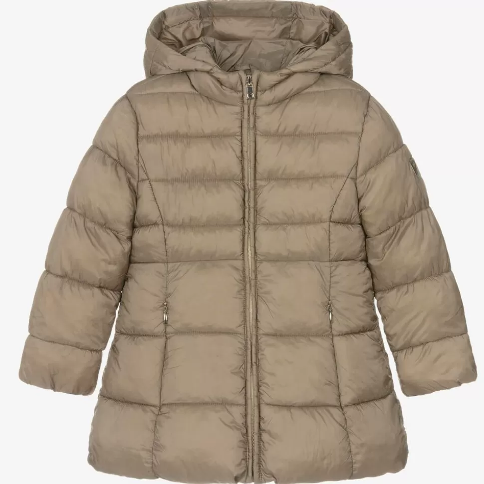 Mayoral Girls Beige Hooded Puffer Coat^ Coats & Jackets