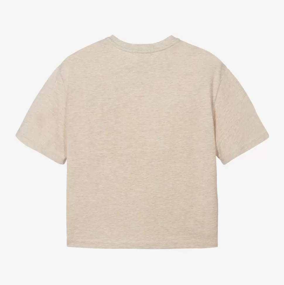 Chloé Girls Beige Organic Cotton Flower T-Shirt^ Tops