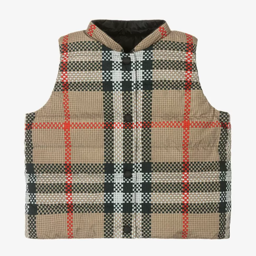Burberry Girls Beige Reversible Check Gilet^ Coats & Jackets