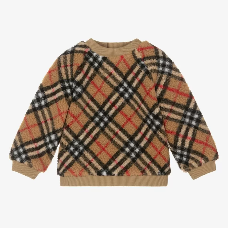 Burberry Girls Beige Vintage Check Fleece Sweatshirt^ Tops