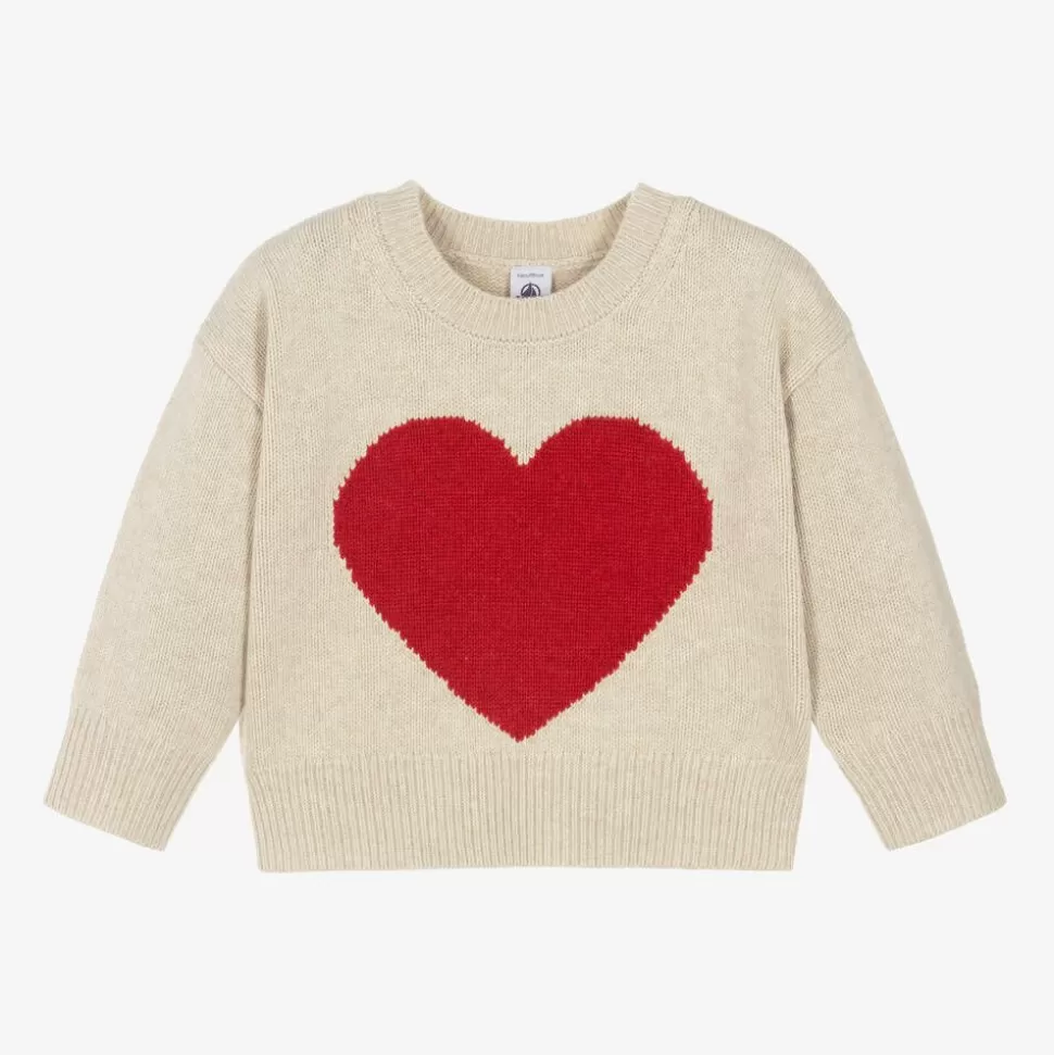 Petit Bateau Girls Beige Wool Knit Sweater^ Tops