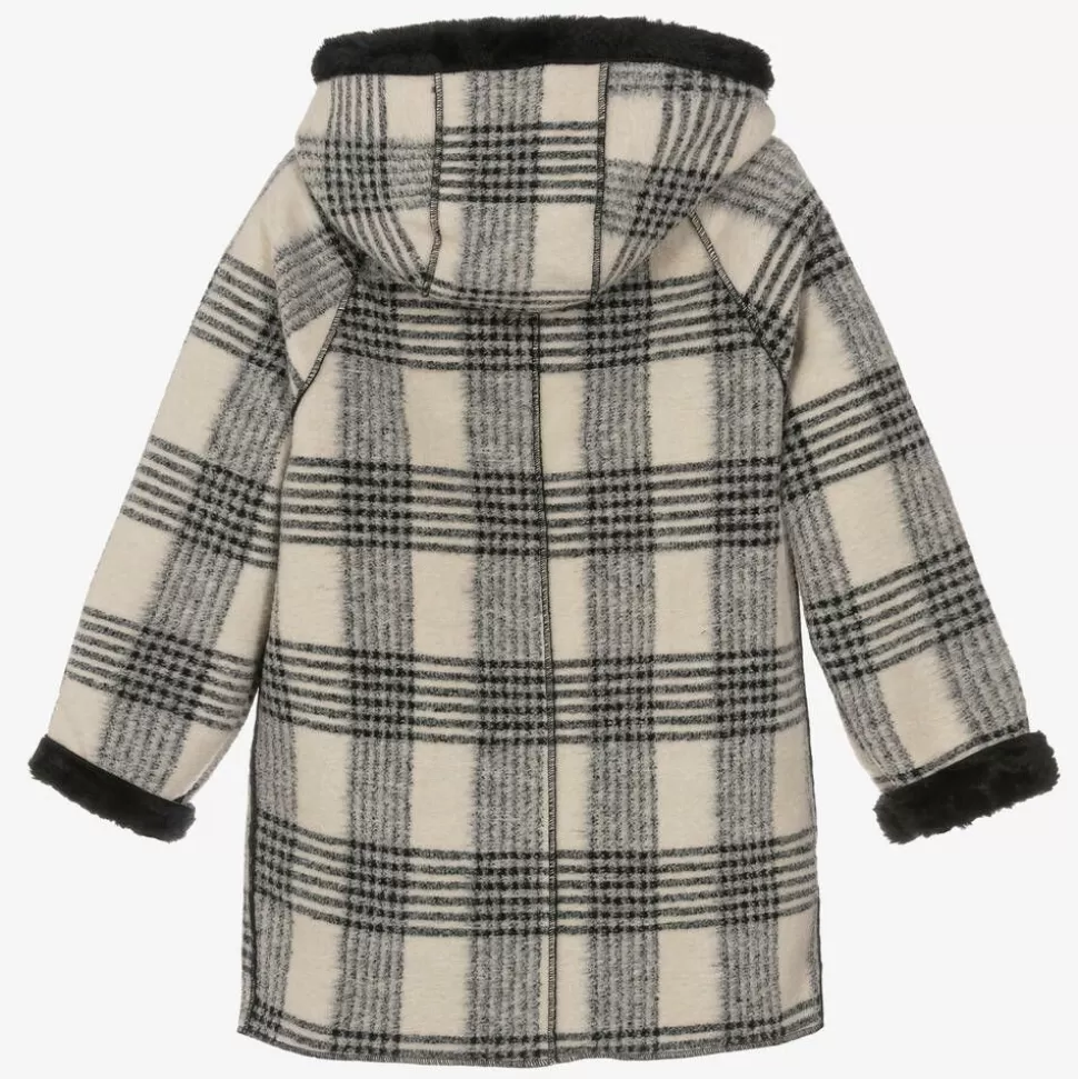 Mayoral Girls Black & Beige Check Coat^ Coats & Jackets