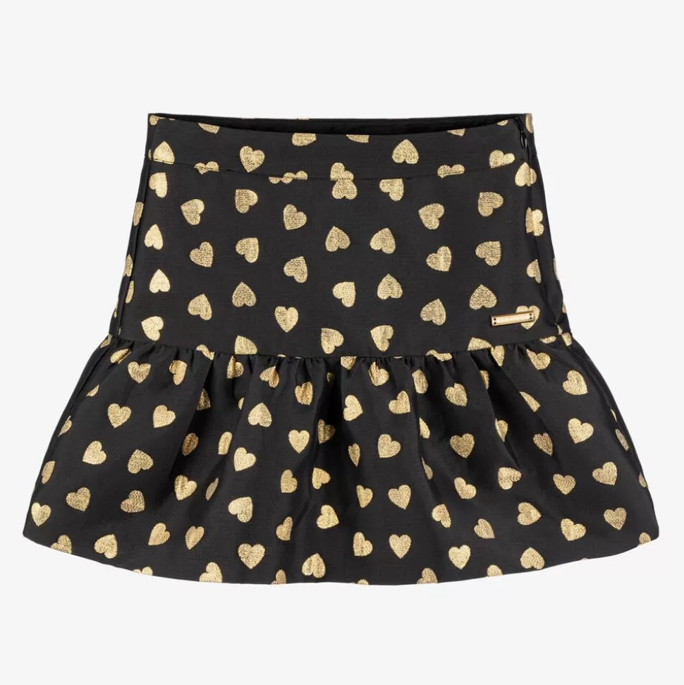 Moschino Kid-Teen Girls Black & Gold Hearts Jacquard Skirt^ Skirts