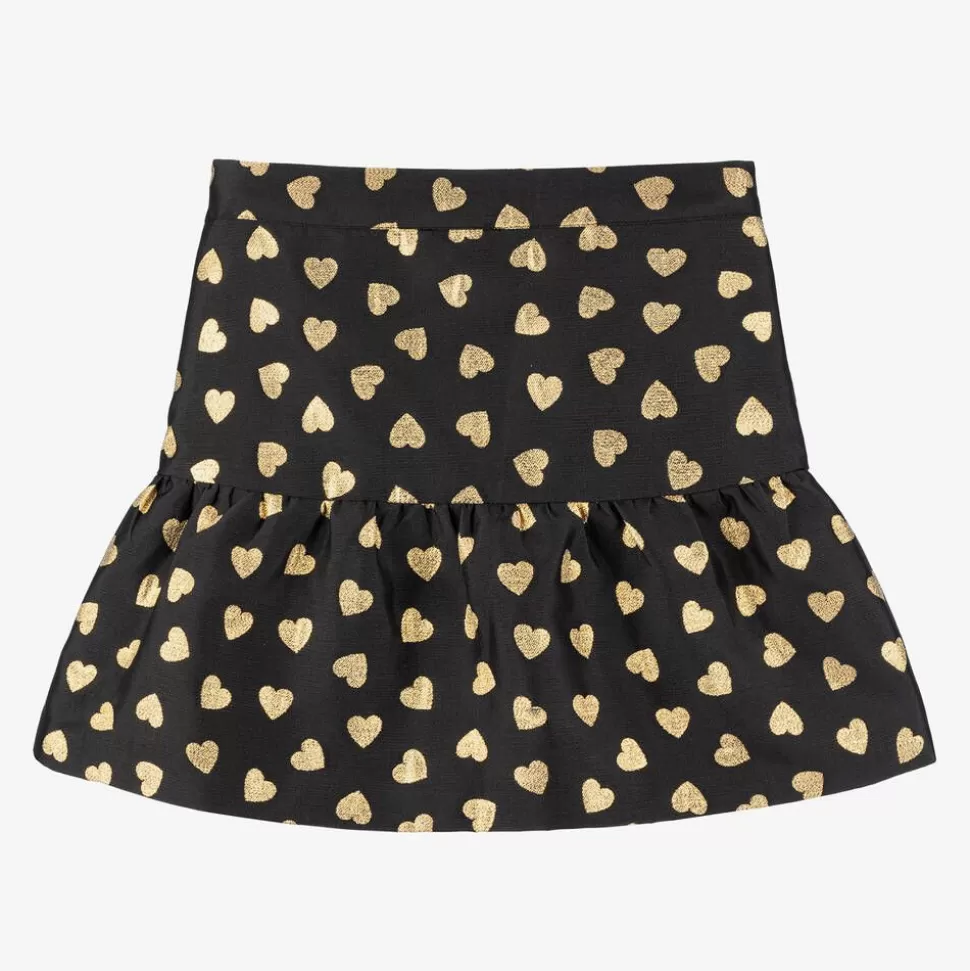 Moschino Kid-Teen Girls Black & Gold Hearts Jacquard Skirt^ Skirts