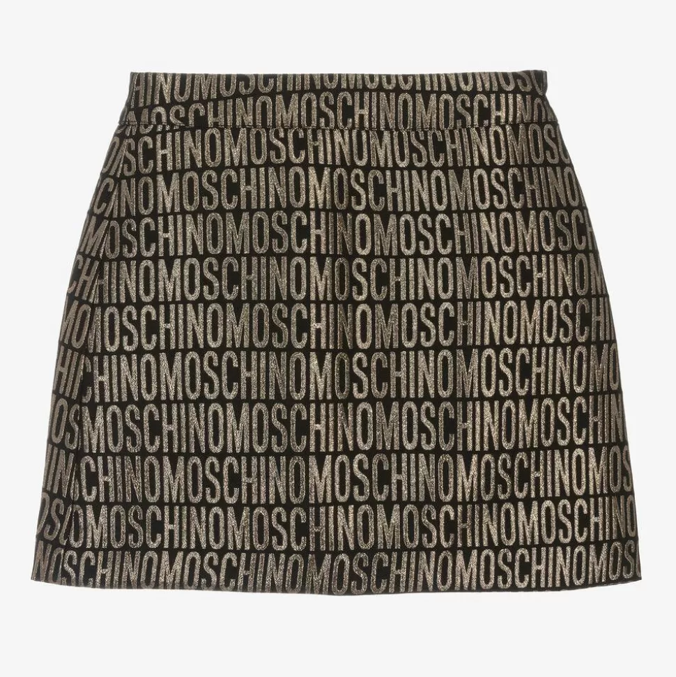 Moschino Kid-Teen Girls Black & Gold Jacquard Skirt^ Skirts