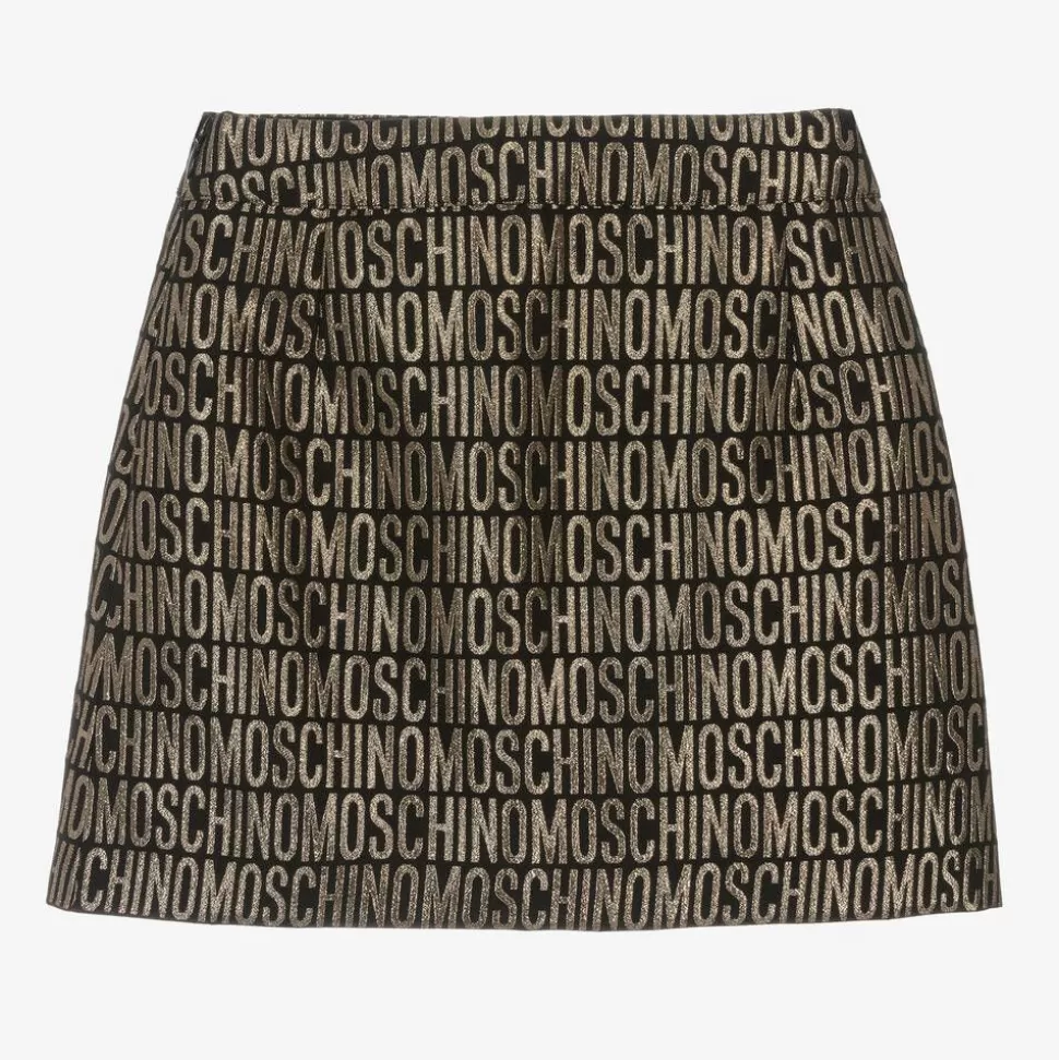 Moschino Kid-Teen Girls Black & Gold Jacquard Skirt^ Skirts