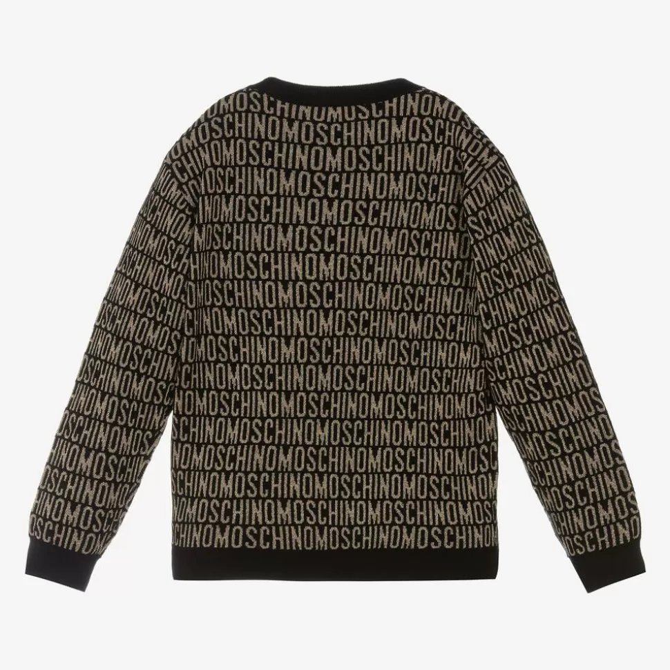 Moschino Kid-Teen Girls Black & Gold Jacquard Sweater^ Tops