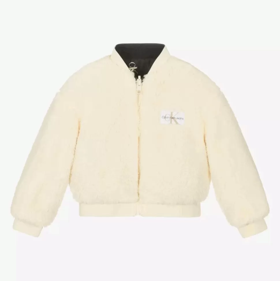 Calvin Klein Girls Black & Ivory Fleece Reversible Jacket^ Coats & Jackets