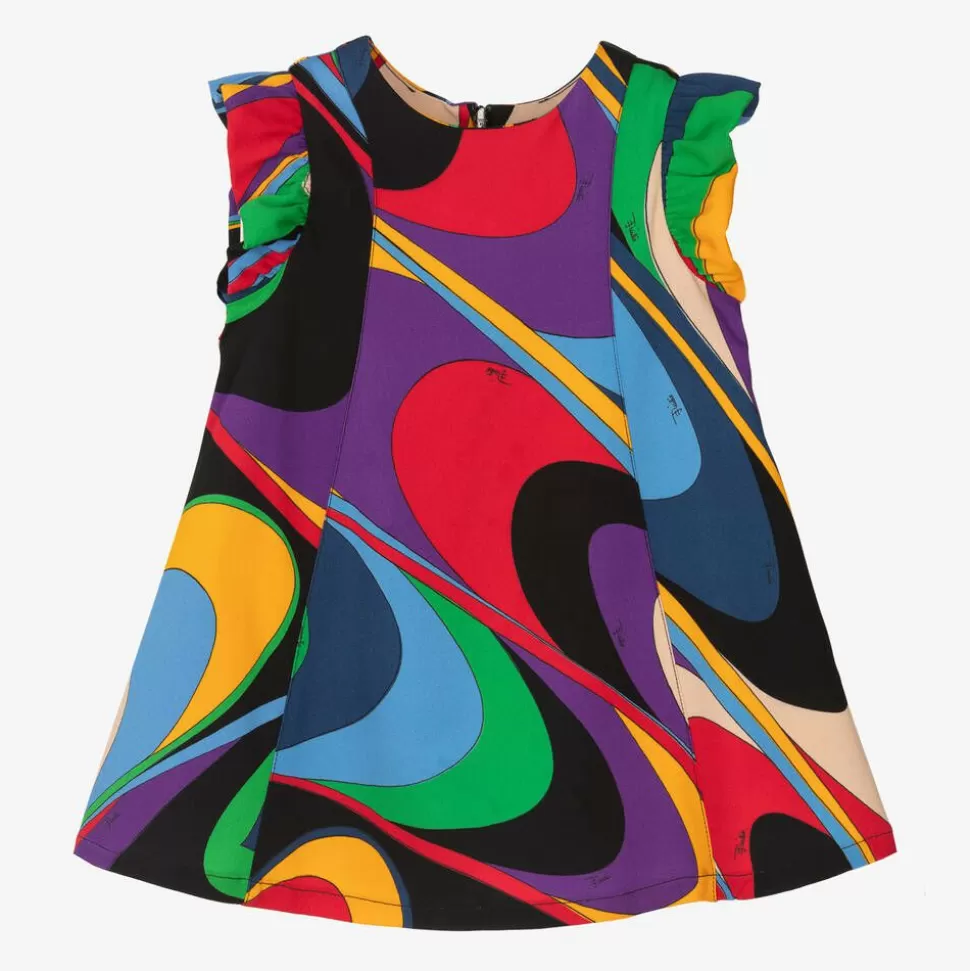 PUCCI Girls Black & Purple Onde Print Viscose Dress^ Dresses