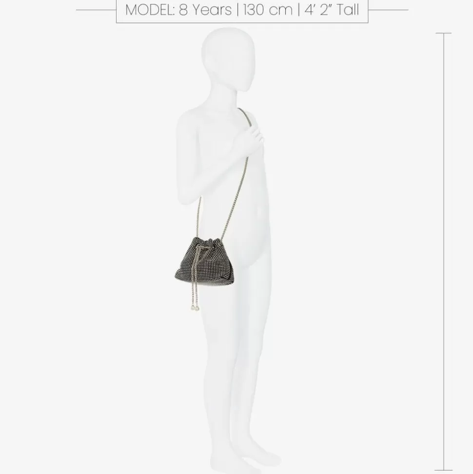 Fun amp; Fun Girls Black & Silver Diamanté Handbag (22cm)^ Bags