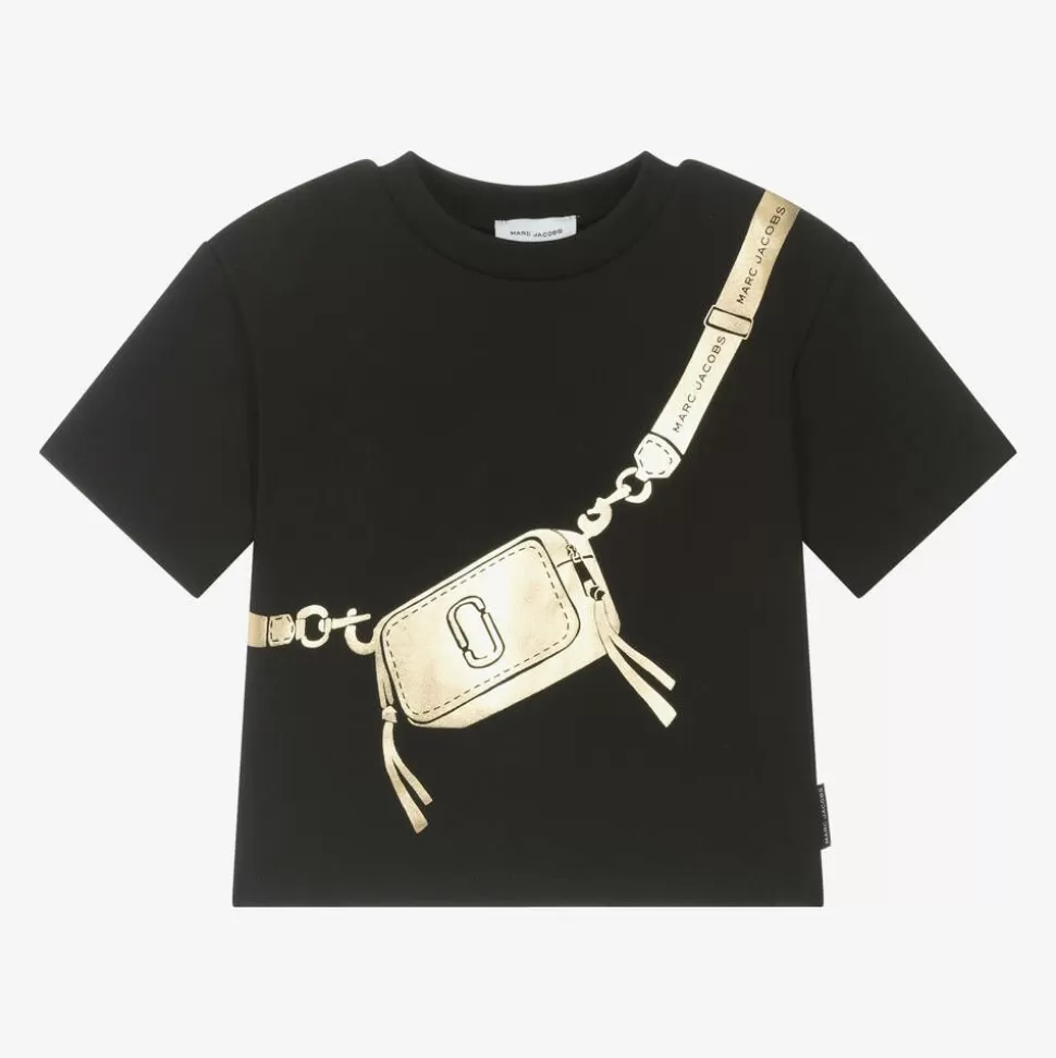 MARC JACOBS Girls Black Bag Print Cotton T-Shirt^ Tops