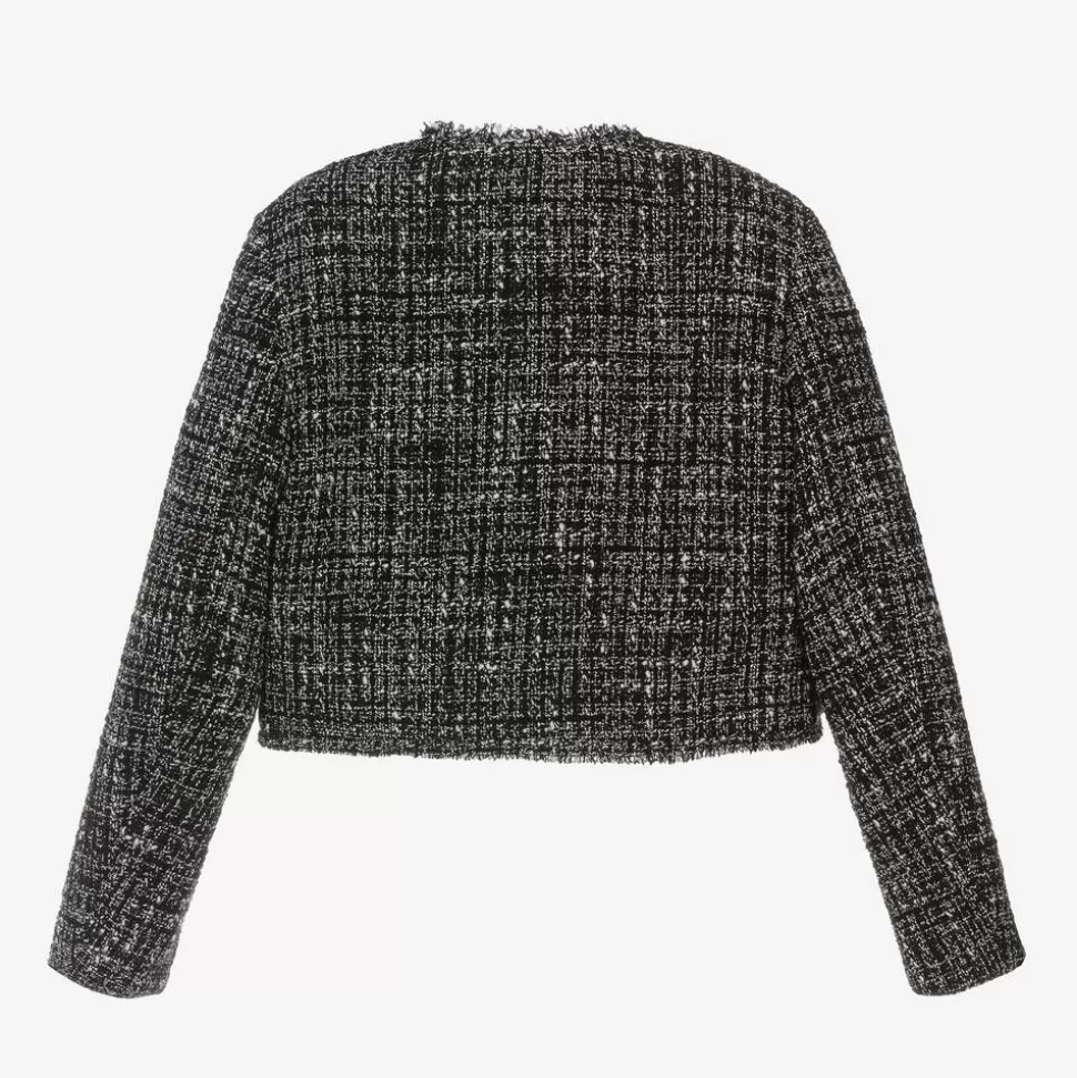 Monnalisa Girls Black Bouclé Tweed Jacket^ Coats & Jackets
