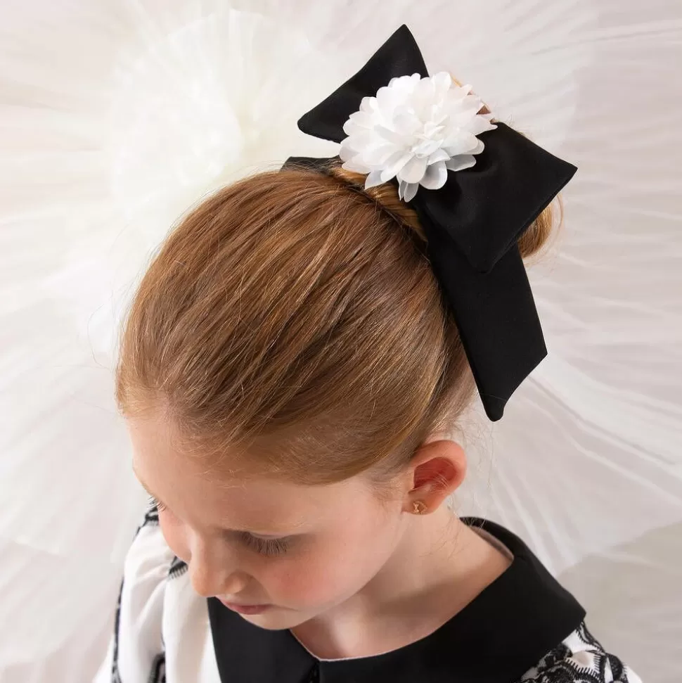 Patachou Girls Black Bow & Flower Hair Elastic^ Hair Accessories