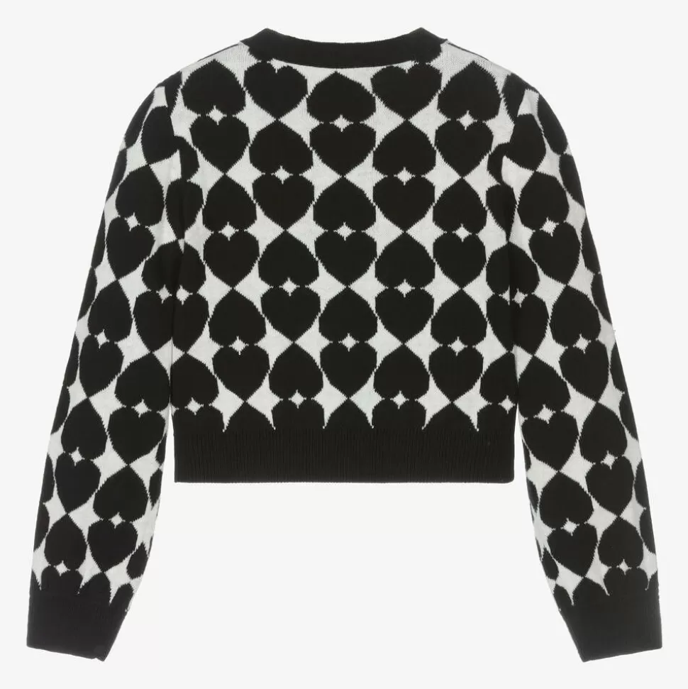 Moschino Kid-Teen Girls Black Cotton & Wool Knit Cardigan^ Tops