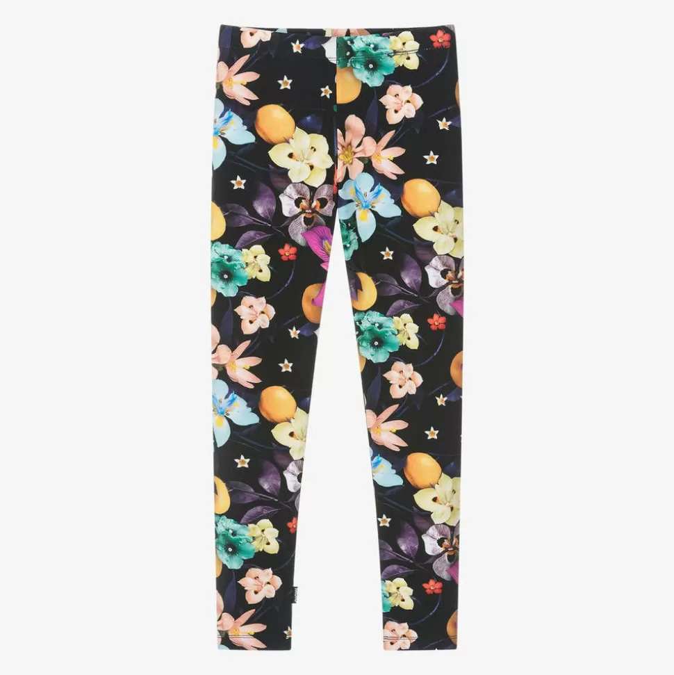 Molo Girls Black Cotton Floral Leggings^ Leggings