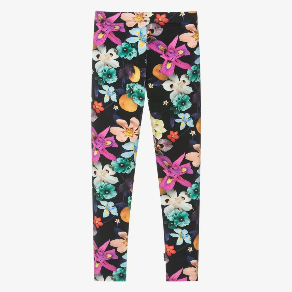 Molo Girls Black Cotton Floral Leggings^ Leggings