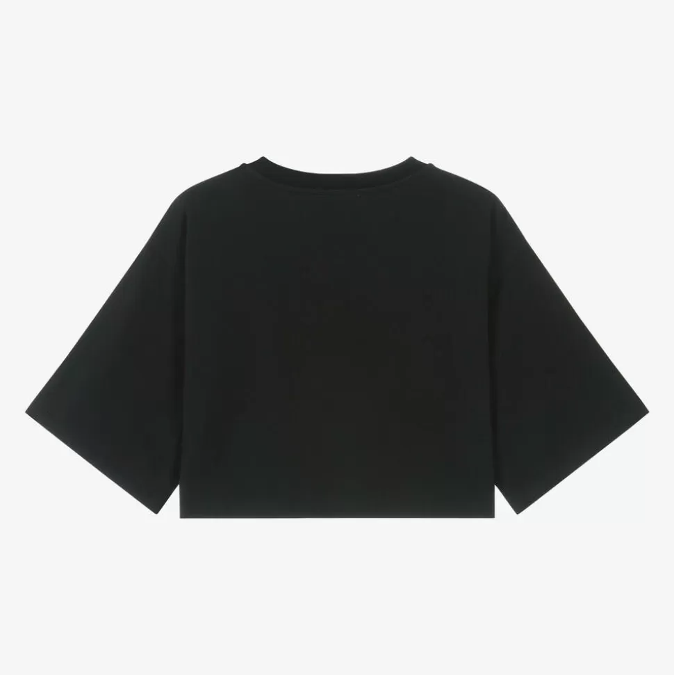 Moschino Kid-Teen Girls Black Cotton Gold Stud T-Shirt^ Tops