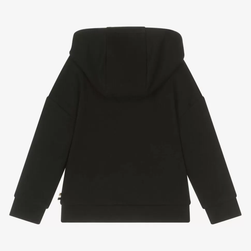BOSS Girls Black Cotton Hoodie^ Tops
