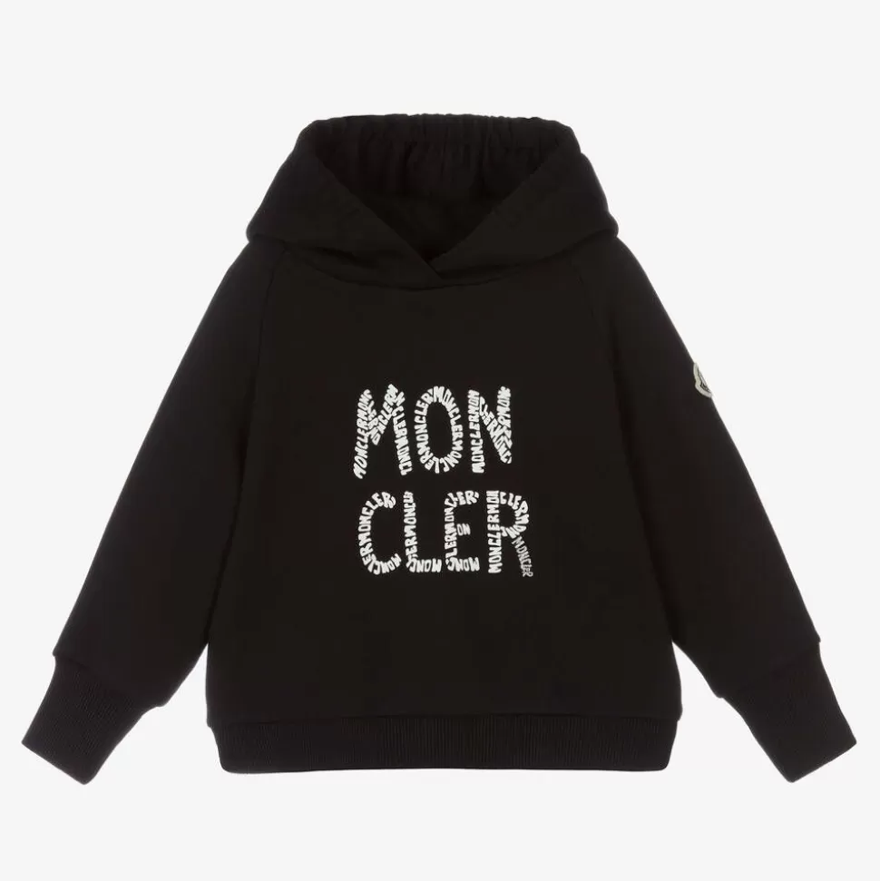 Moncler Enfant Girls Black Cotton Logo Hoodie^ Tops