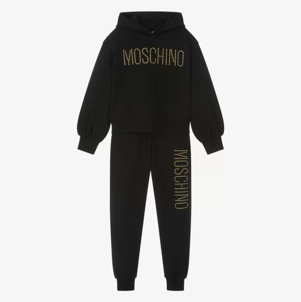 Moschino Kid-Teen Girls Black Cotton Stud Logo Tracksuit^ Tracksuits