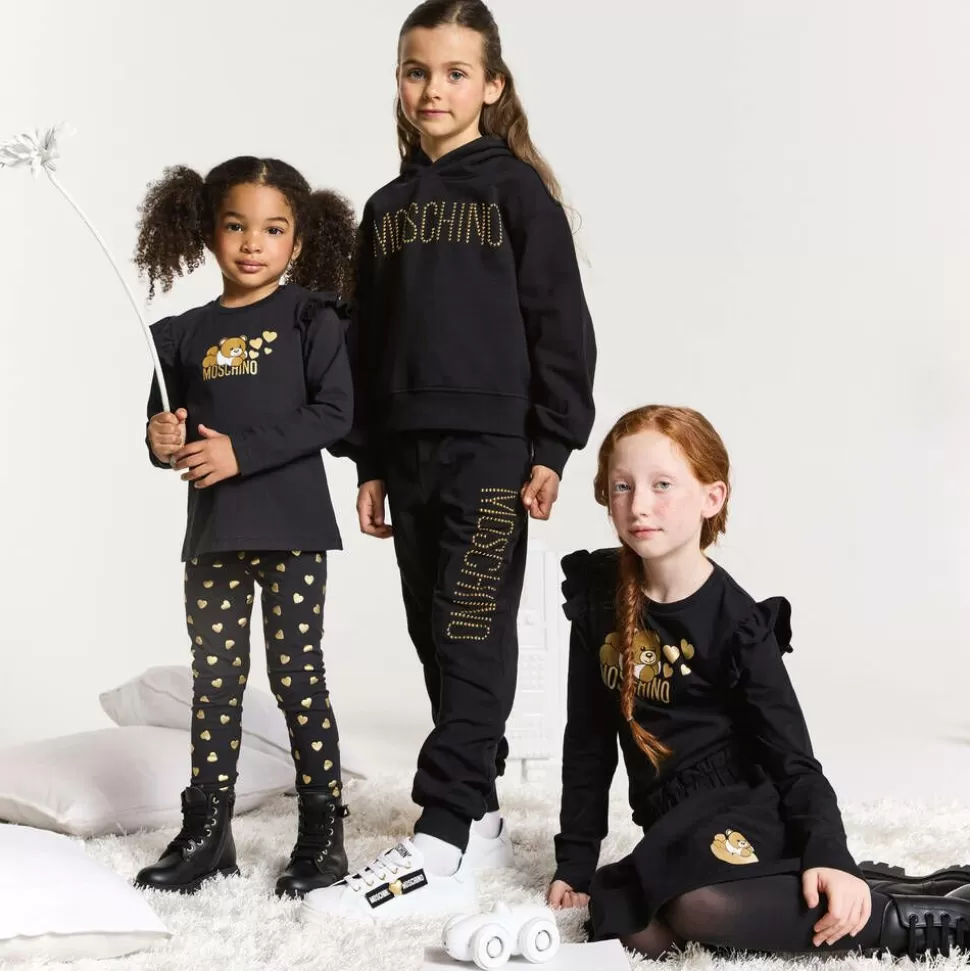 Moschino Kid-Teen Girls Black Cotton Teddy Bear Sweatshirt^ Tops