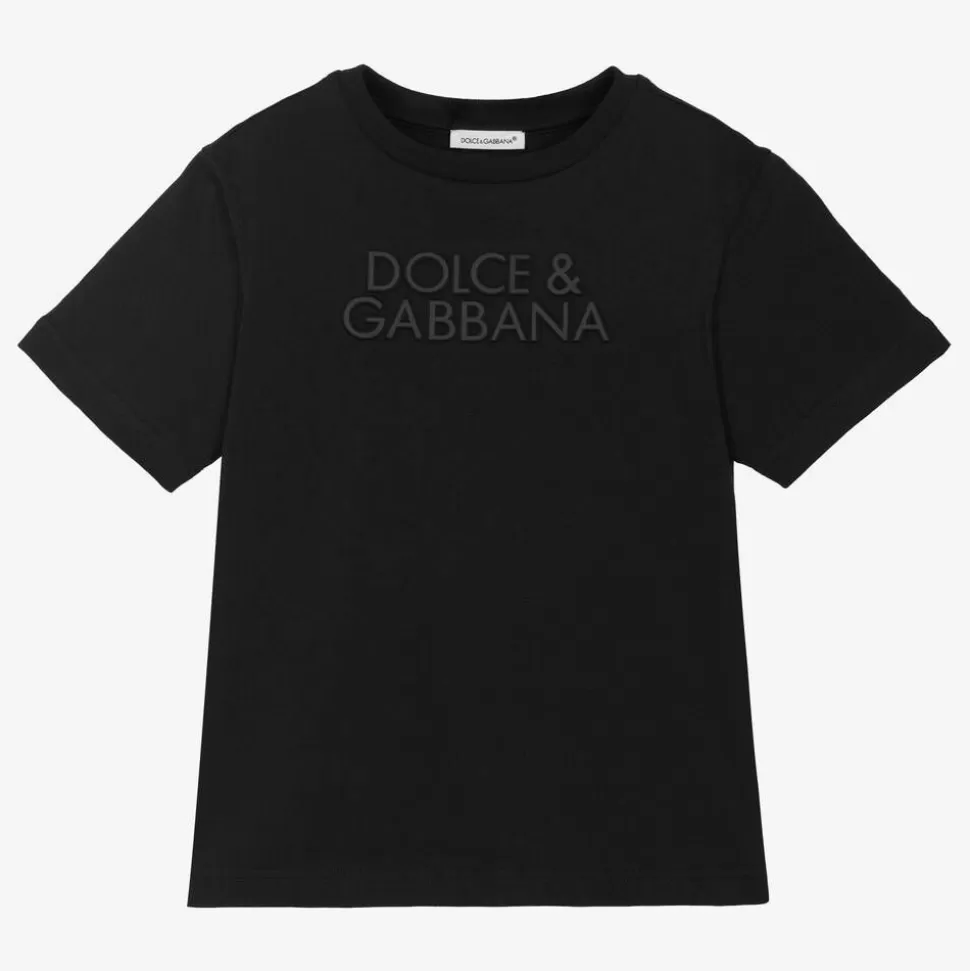 Dolce amp; Gabbana Girls Black Cotton T-Shirt^BOY Tops