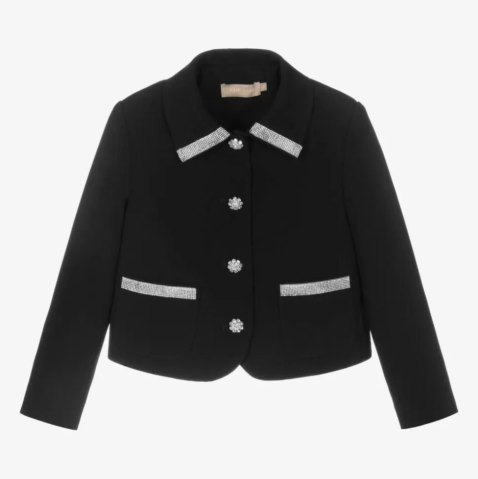 Elie Saab Girls Black Crêpe Diamanté Blazer^ Coats & Jackets