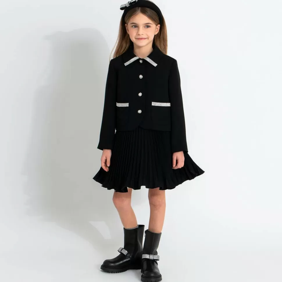 Elie Saab Girls Black Crêpe Diamanté Blazer^ Coats & Jackets