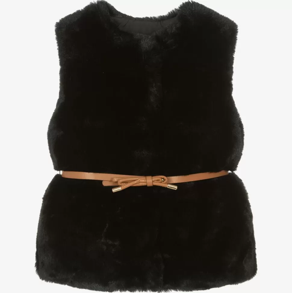 Mayoral Girls Black Faux Fur Gilet^ Coats & Jackets