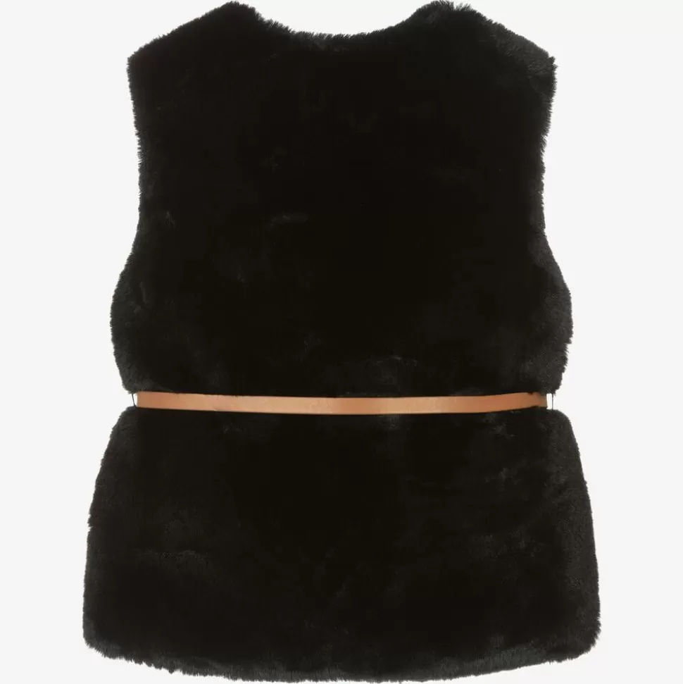 Mayoral Girls Black Faux Fur Gilet^ Coats & Jackets