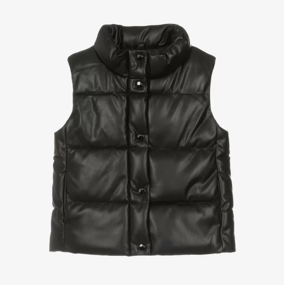 Mayoral Girls Black Faux Leather Puffer Gilet^ Coats & Jackets