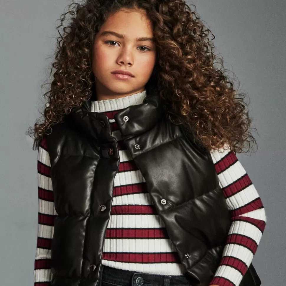 Mayoral Girls Black Faux Leather Puffer Gilet^ Coats & Jackets
