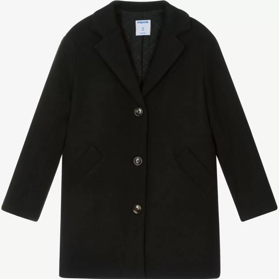Mayoral Girls Black Felted Coat^ Coats & Jackets