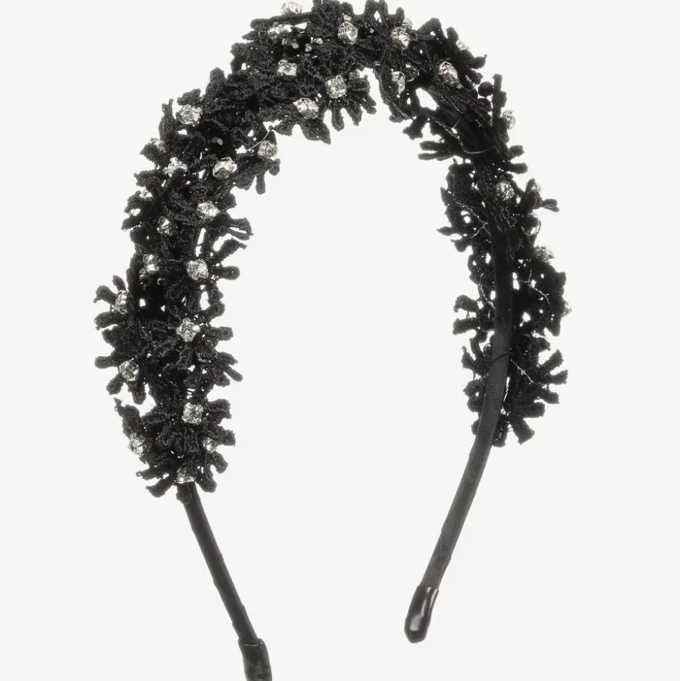 Sienna Likes To Party Girls Black Floral Hairband^ Hair Accessories