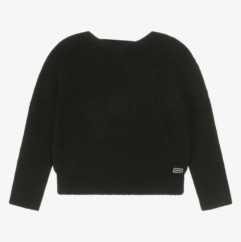 DKNY Girls Black Fluffy Knit Jumper^ Tops
