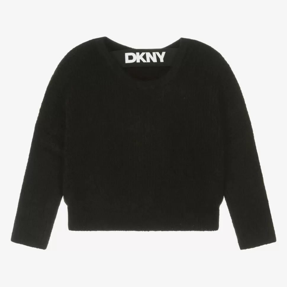 DKNY Girls Black Fluffy Knit Jumper^ Tops