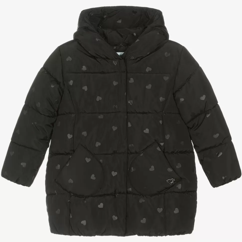 Mayoral Girls Black Heart Puffer Coat^ Coats & Jackets