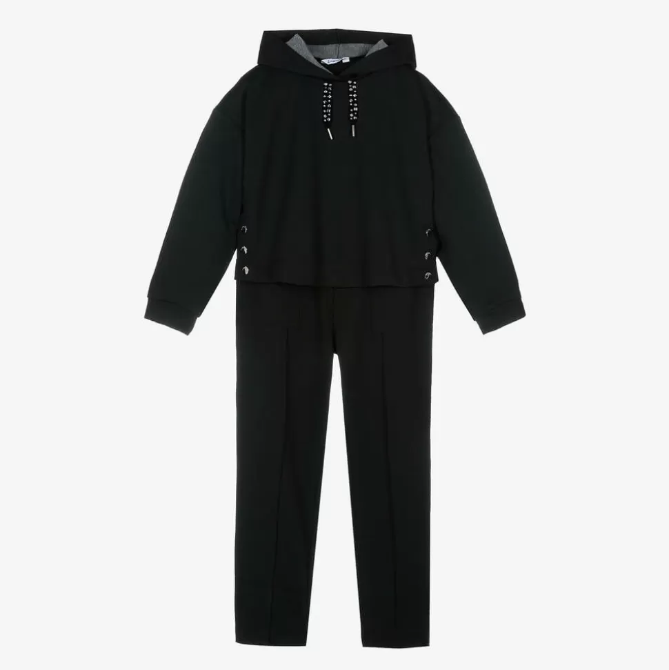 Mayoral Girls Black Hooded Tracksuit^ Tracksuits