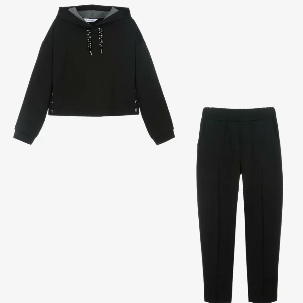Mayoral Girls Black Hooded Tracksuit^ Tracksuits