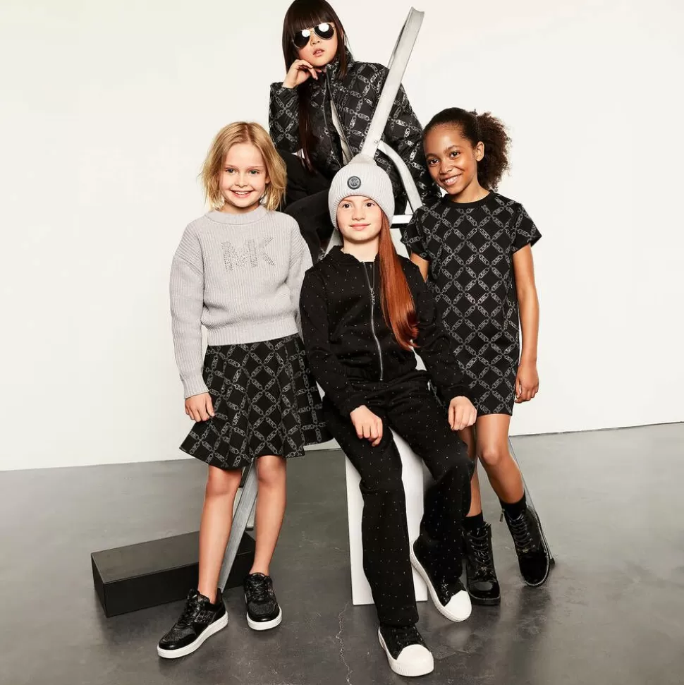 Michael Kors Kids Girls Black Jersey Diamanté Zip-Up Top^ Tops