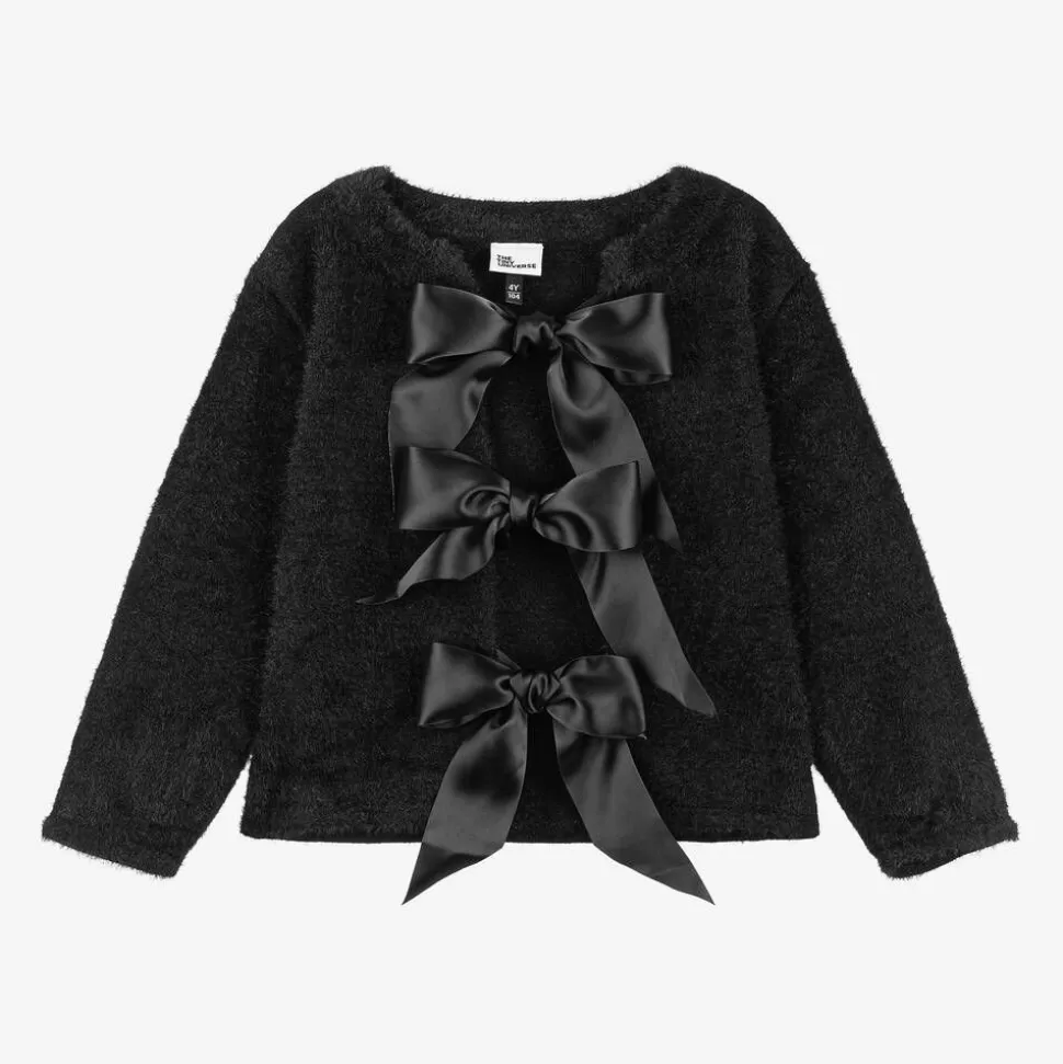 The Tiny Universe Girls Black Knitted Bow Cardigan^ Tops