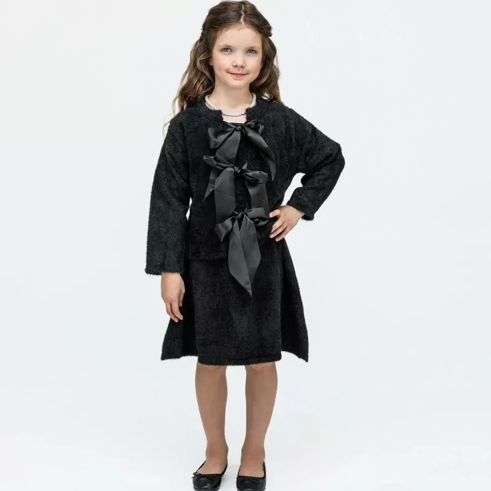 The Tiny Universe Girls Black Knitted Bow Cardigan^ Tops
