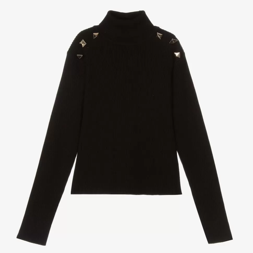 Fun amp; Fun Girls Black Knitted Roll Neck Jumper^ Tops