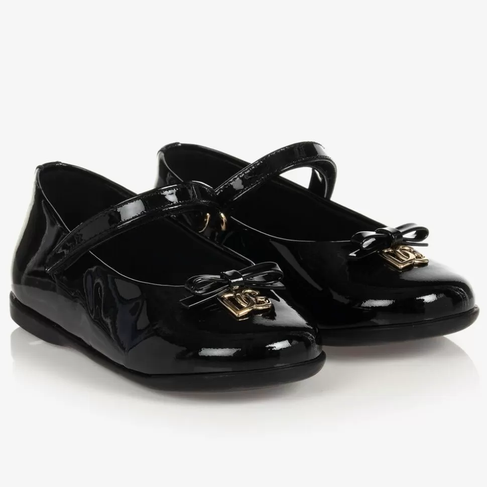 Dolce amp; Gabbana Girls Black Patent Leather Shoes^ Bar Shoes