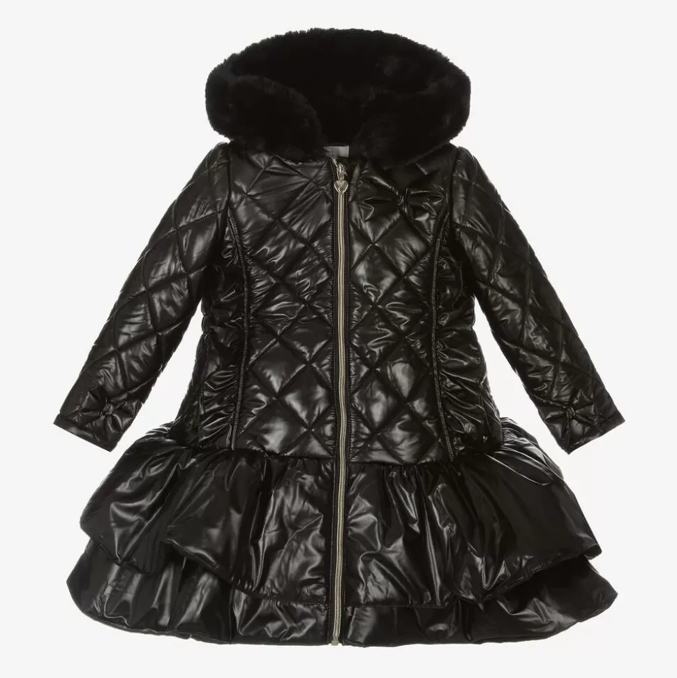 Caramelo Kids Girls Black Quilted Hooded Coat^ Coats & Jackets