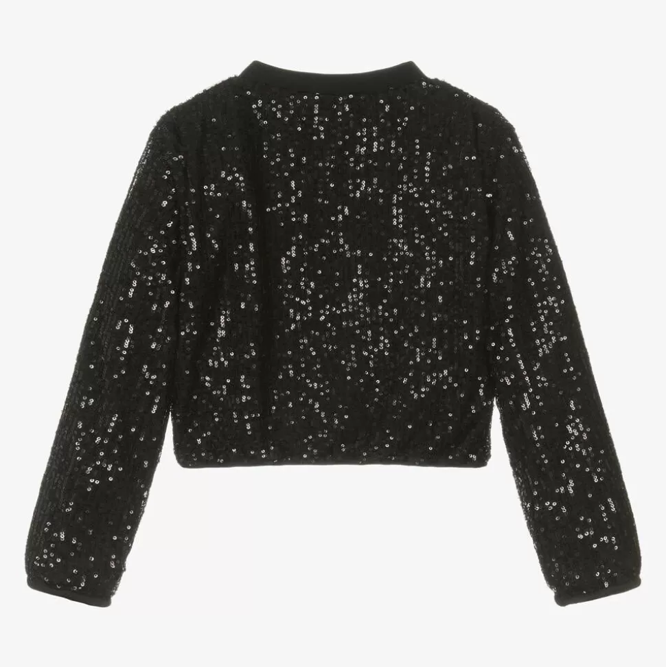 Mayoral Girls Black Sequin Zip-Up Top^ Tops