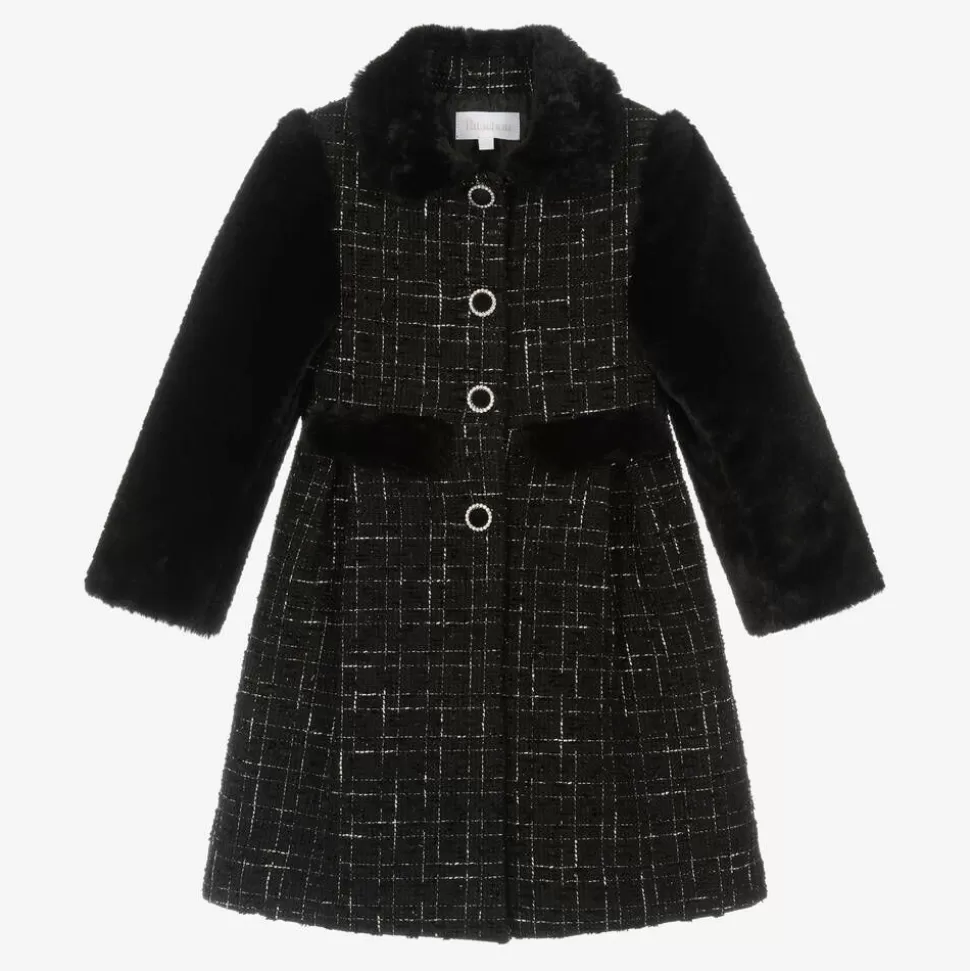 Patachou Girls Black Tweed & Faux Fur Coat^ Coats & Jackets