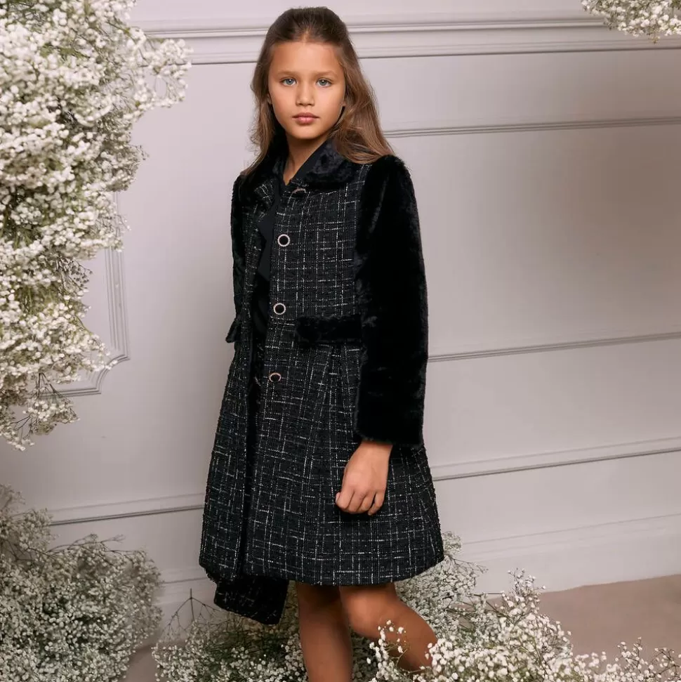 Patachou Girls Black Tweed & Faux Fur Coat^ Coats & Jackets