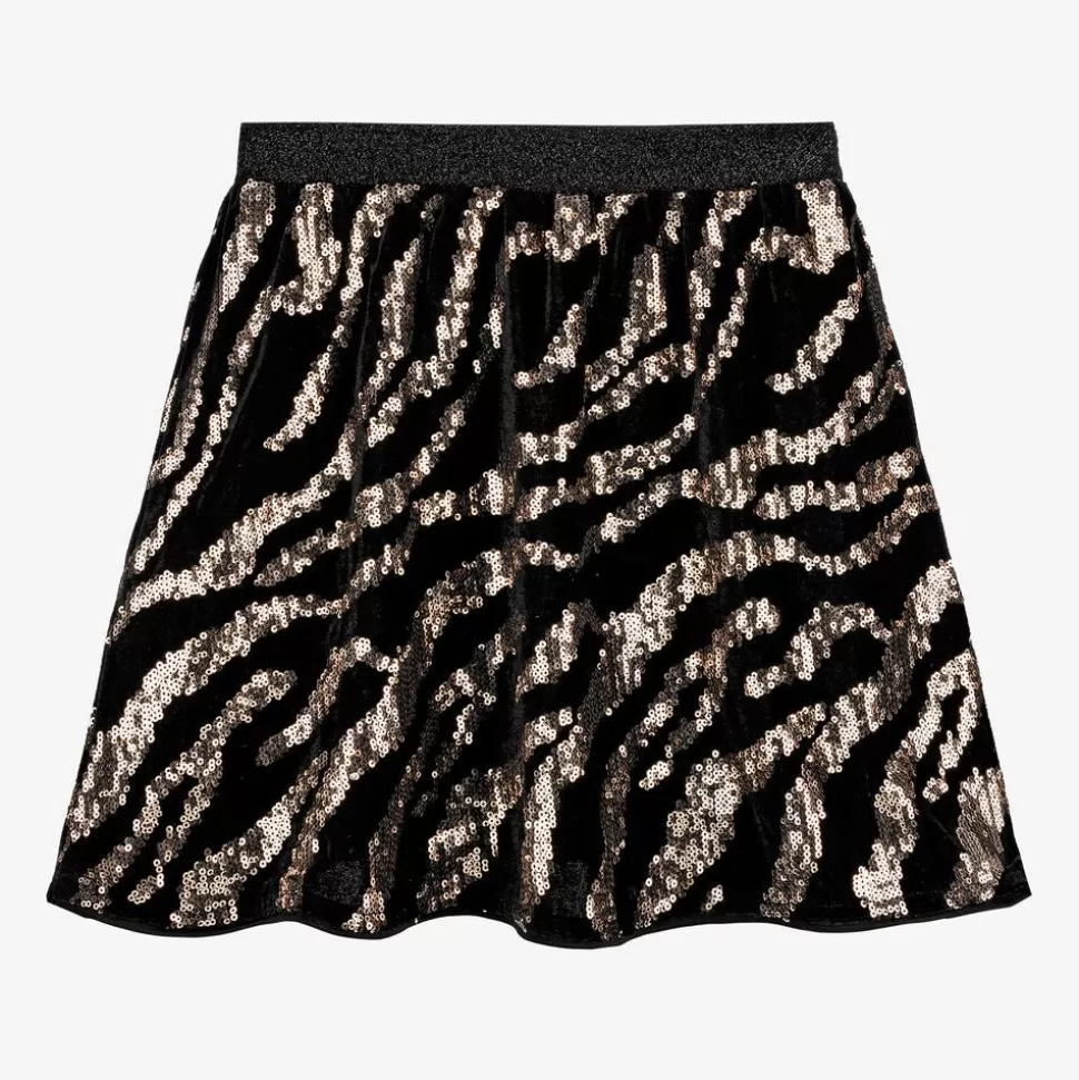 NAME IT Girls Black Velour & Gold Sequin Skirt^ Skirts